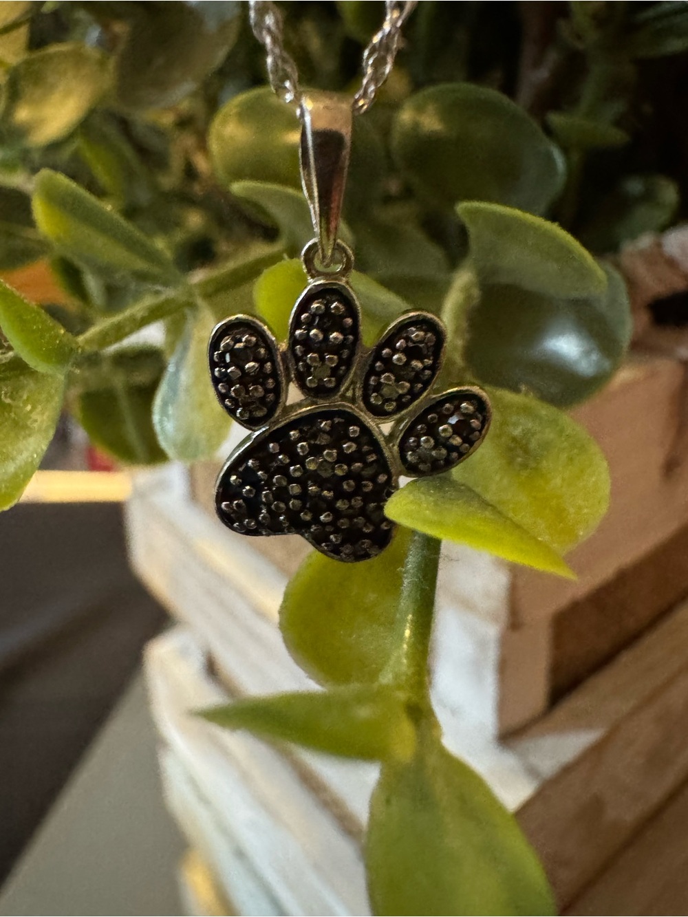 Paw print Pendant Pave accents  925 Sterling Silver Necklace - Picture 7 of 16